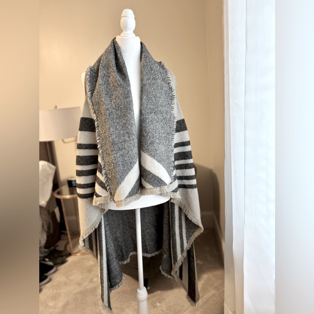 Tan, Beige, & Black Lovestitch Sweater Vest Shawl